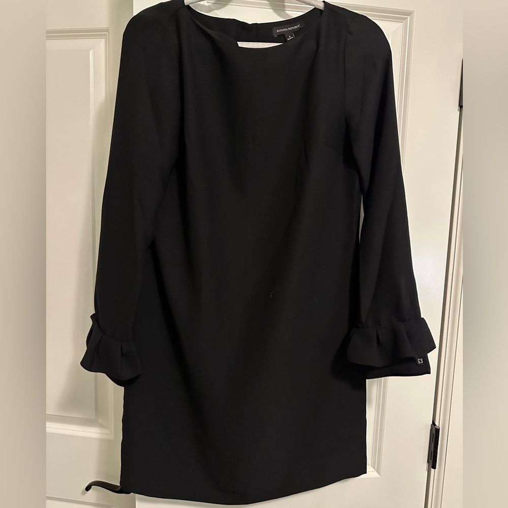 Banana Republic Dress black ruffle cuff button back dress